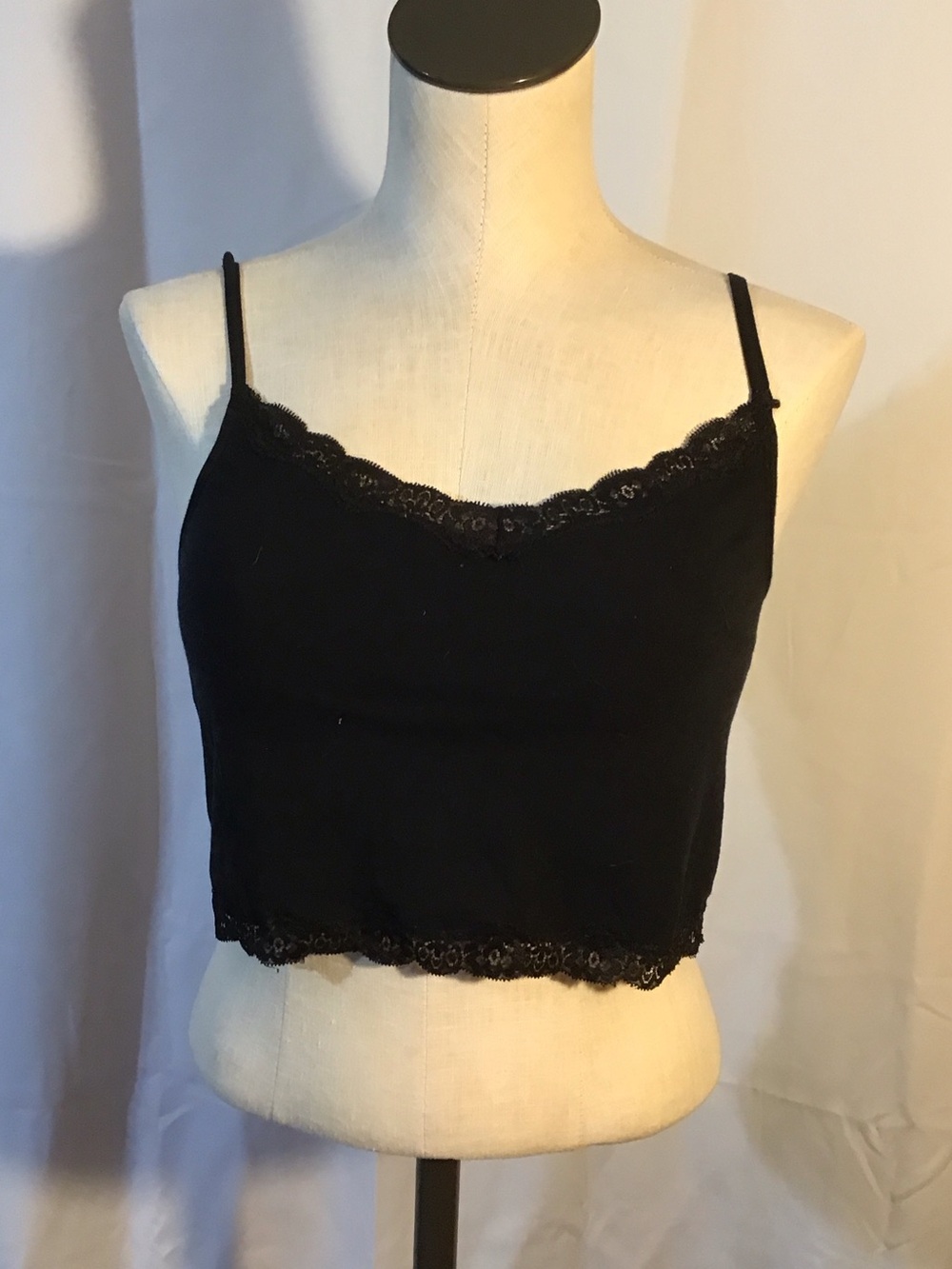 Source Unknown Black Lace Trim Camisole Tank